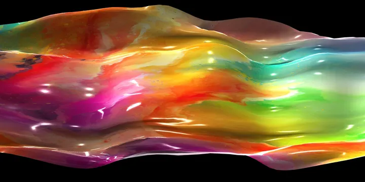 A glossy pink and blue abstract form created in TouchDesigner