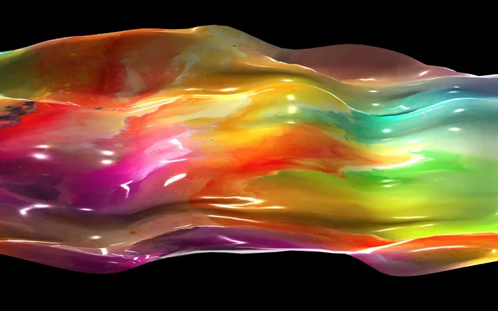 A glossy pink and blue abstract form created in TouchDesigner