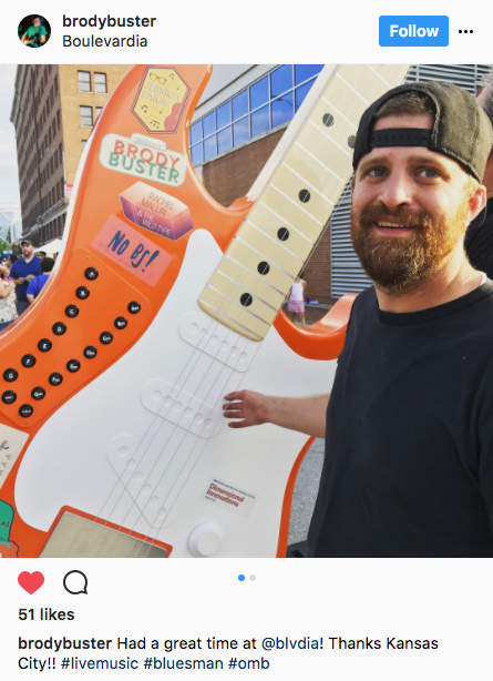The guitar was also a hit on social media, it was a regular feature in people’s posts from the event. Brody Buster even snapped a photo featuring his sticker. I’m a big fan of Brody, so this made me really happy to see.